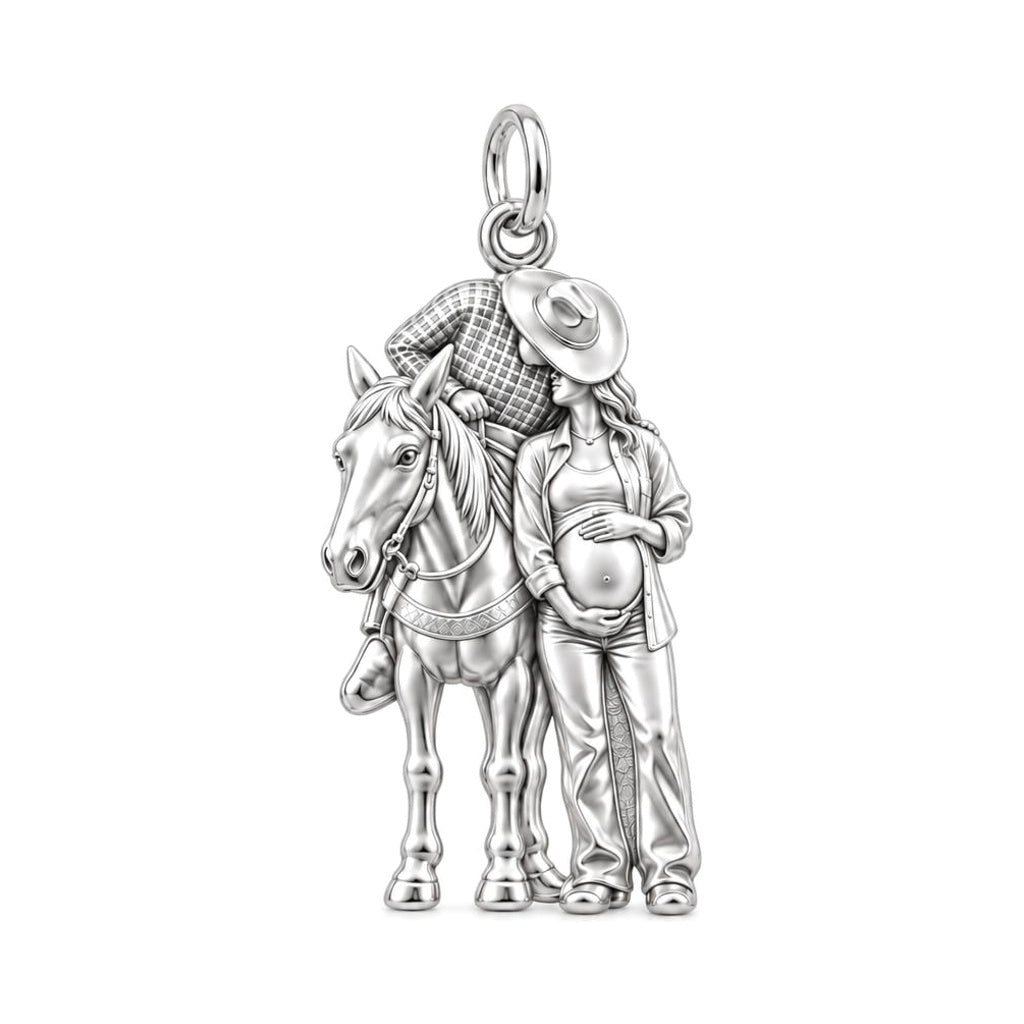 Ranch Life New Chapter Charm Bracelet – Personalized Mom Gift – silver charm, front view