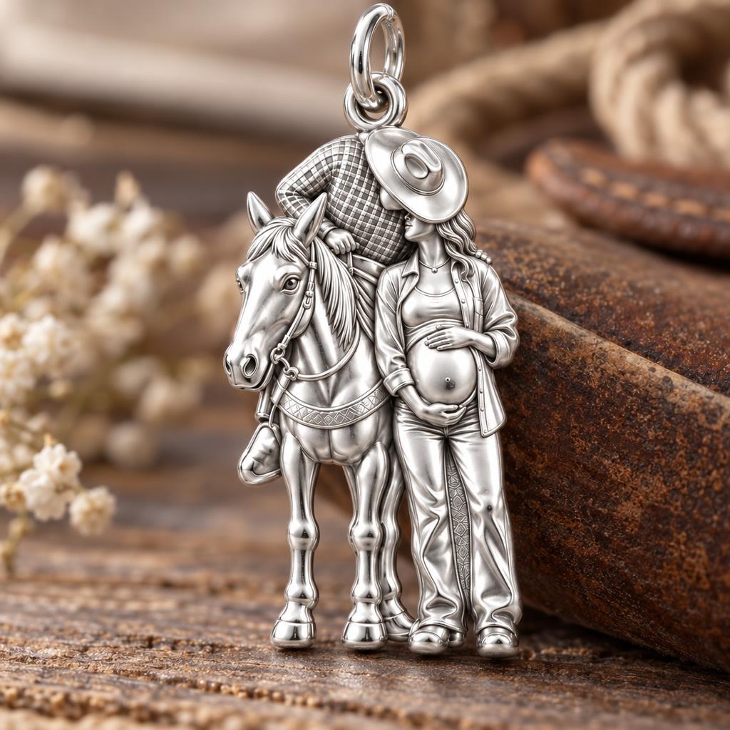 Ranch Life New Chapter Charm Bracelet – Personalized Mom Gift – macro detail of the charm