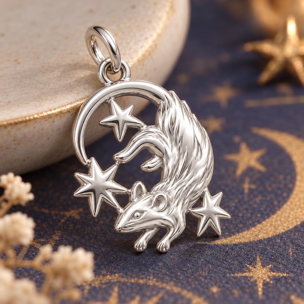 Rat Among the Stars Charm Bracelet – Personalized Pet Gift – macro detail of the charm