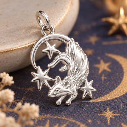 Rat Among the Stars Charm Bracelet – Personalized Pet Gift – macro detail of the charm