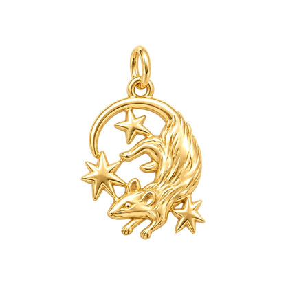Rat Among the Stars Charm Bracelet – Personalized Pet Gift – 18K gold charm, front view