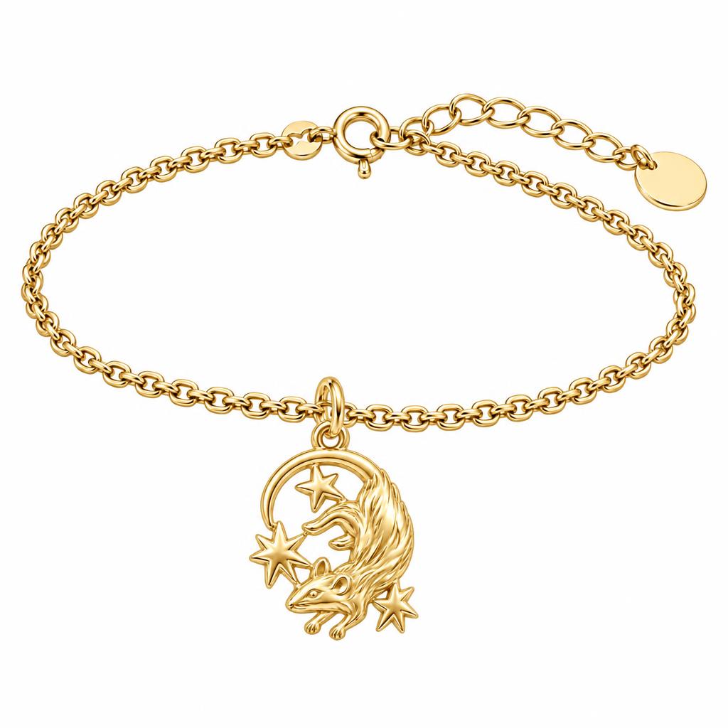 Rat Among the Stars Charm Bracelet Set – 18K gold, front view