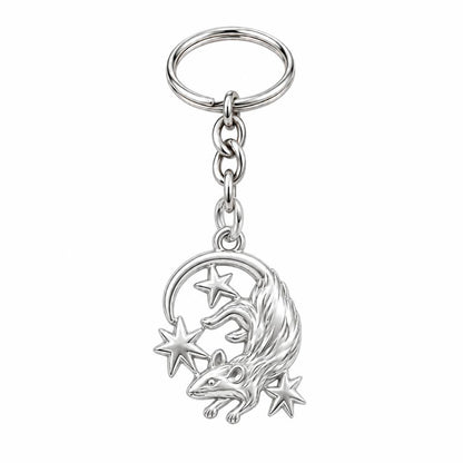 Rat Among the Stars Charm Keychain – silver, front view