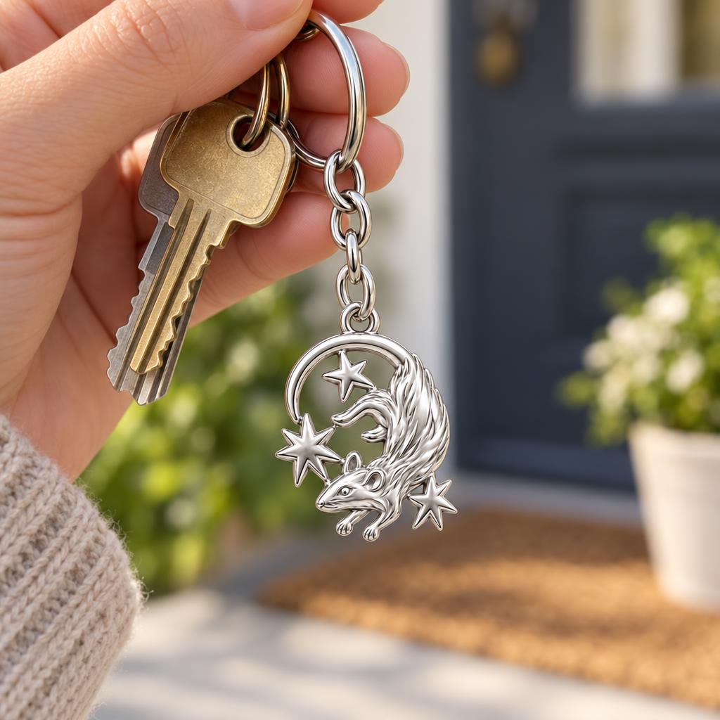 Rat Among the Stars Charm Keychain – worn / in use
