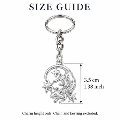 Rat Among the Stars Charm Keychain – size guide, 3.5 cm (1.38 in) charm, chain and keyring excluded