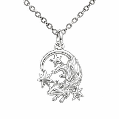 Rat Among the Stars Charm Necklace Set – silver, front view