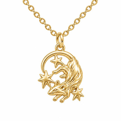 Rat Among the Stars Charm Necklace Set – 18K gold, front view