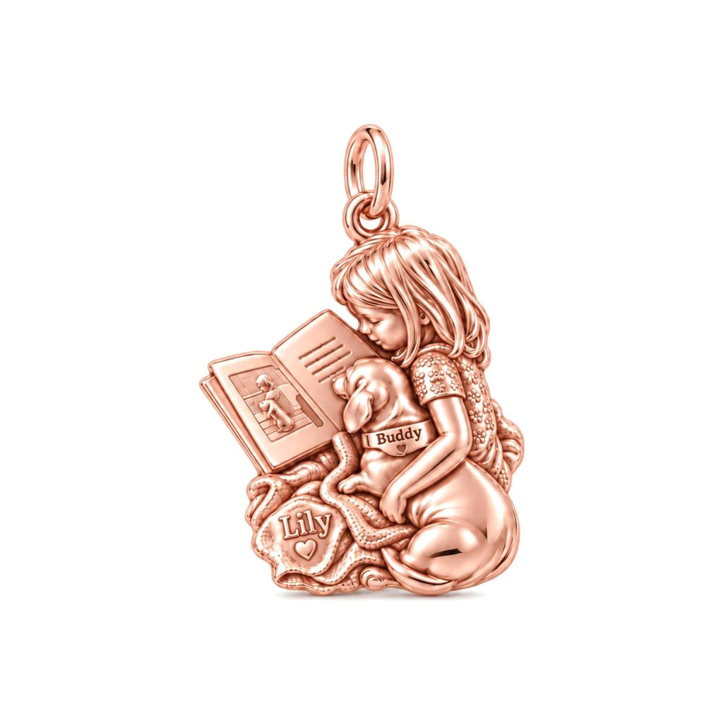 Reading Buddies Charm Bracelet – Personalized Mom Gift – rose gold charm, front view
