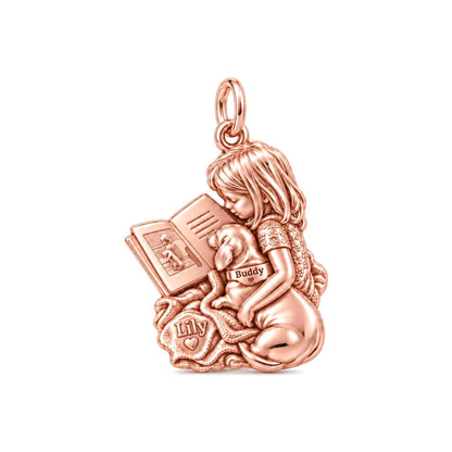 Reading Buddies Charm Bracelet – Personalized Mom Gift – rose gold charm, front view