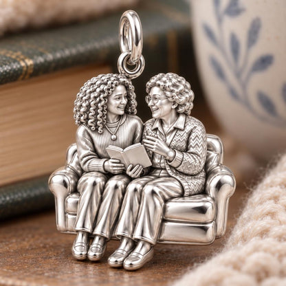 Reading on the Sofa Charm Bracelet – Personalized Nana Gift – macro detail of the charm