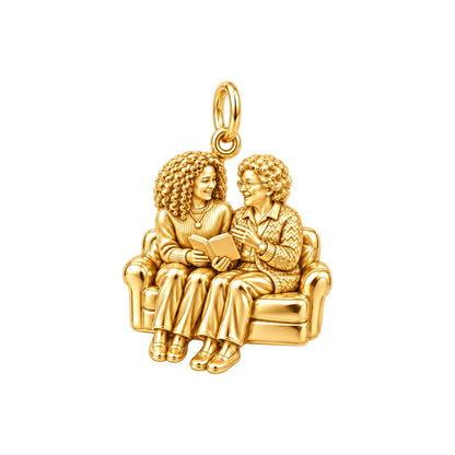 Reading on the Sofa Charm Bracelet – Personalized Nana Gift – 18K gold charm, front view