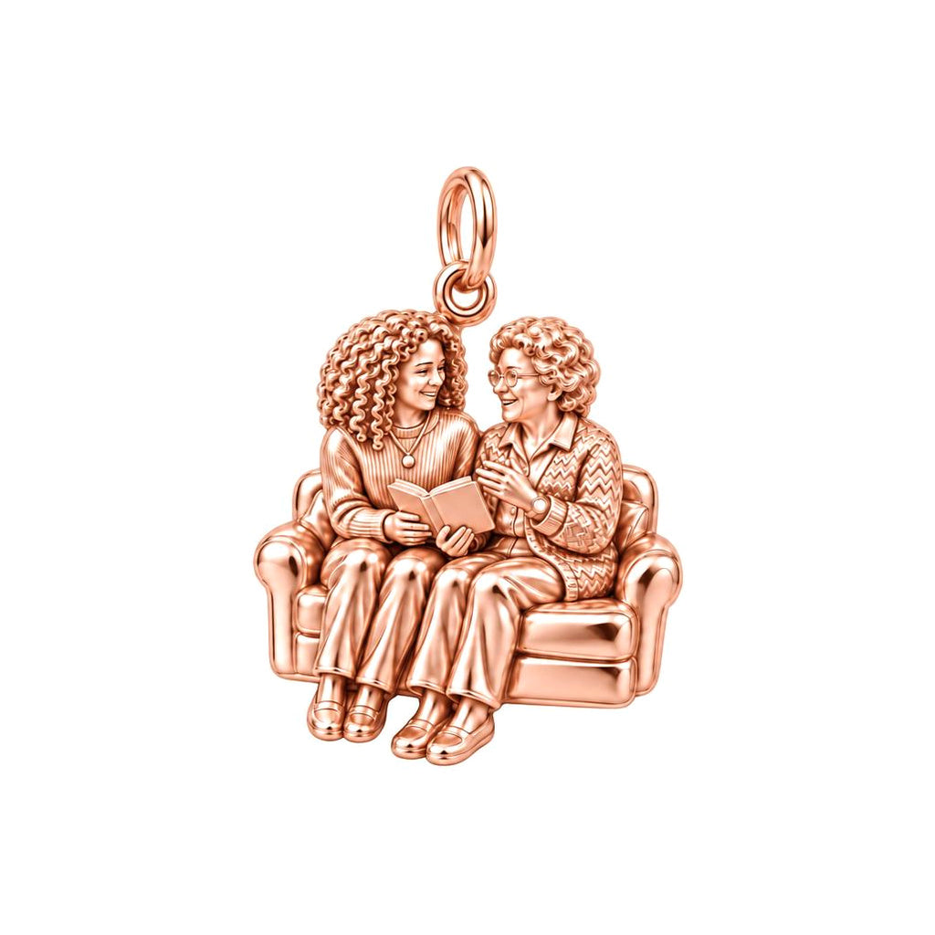 Reading on the Sofa Charm Bracelet – Personalized Nana Gift – rose gold charm, front view