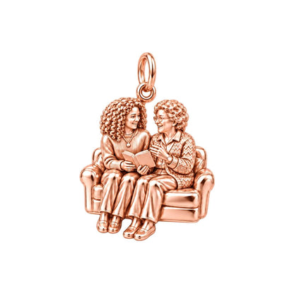 Reading on the Sofa Charm Bracelet – Personalized Nana Gift – rose gold charm, front view