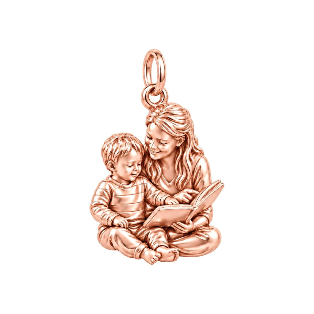 Reading Together Storytime Charm Bracelet – Personalized Mom Gift – rose gold charm, front view