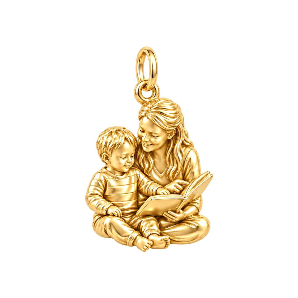 Reading Together Storytime Charm Bracelet – Personalized Mom Gift – 18K gold charm, front view