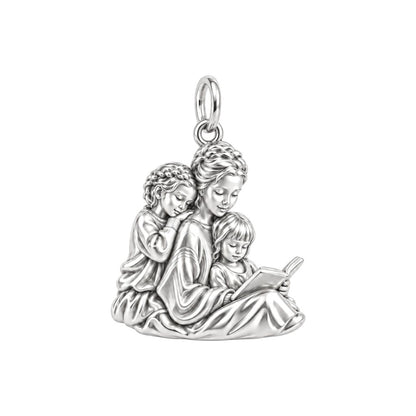 Reading With Mom Charm Bracelet – Personalized Mom Gift – silver charm, front view