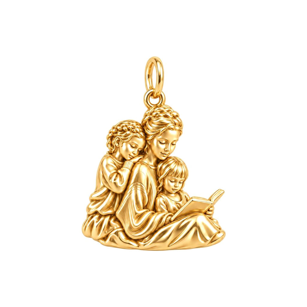 Reading With Mom Charm Bracelet – Personalized Mom Gift – 18K gold charm, front view