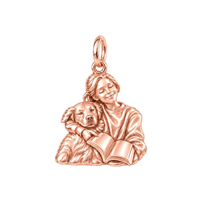 Reading With My Best Friend Charm Bracelet – Personalized Dog Mom Gift – rose gold charm, front view