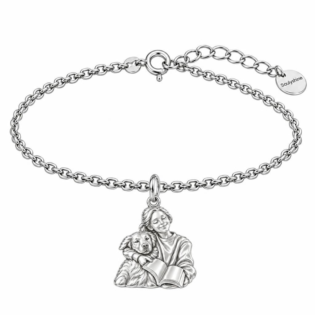 Reading With My Best Friend Charm Bracelet Set – silver, front view