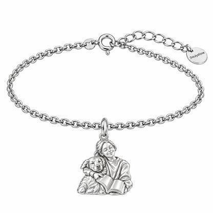 Reading With My Best Friend Charm Bracelet Set – silver, front view