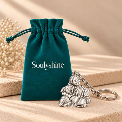 Reading With My Best Friend Charm Keychain – Soulyshine velvet gift pouch