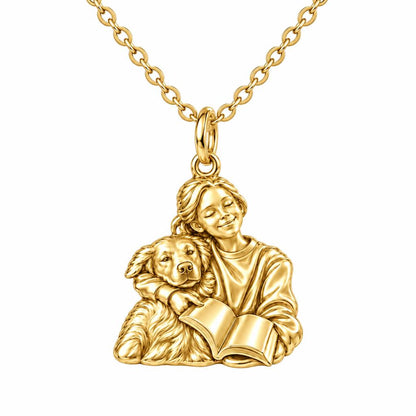 Reading With My Best Friend Charm Necklace Set – 18K gold, front view