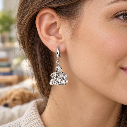 Reading With My Best Friend Huggie Charm Earrings – worn / in use