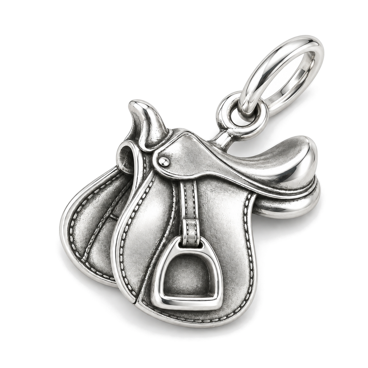 Ready to Ride Saddle Charm — Silver Super Macro | charm-topics-remaining-444-2026-09-14 | topic-280