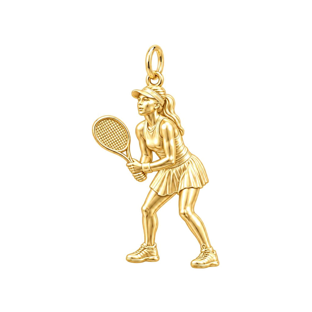 Ready to Serve Charm Bracelet – Personalized Athlete Gift – 18K gold charm, front view