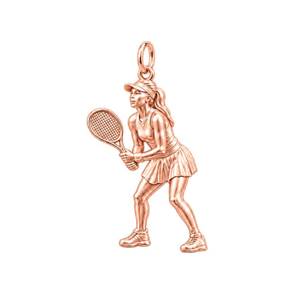Ready to Serve Charm Bracelet – Personalized Athlete Gift – rose gold charm, front view