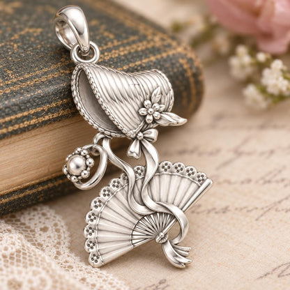 Regency Sunday Bonnet Charm and Polyester Cord Bracelet Set