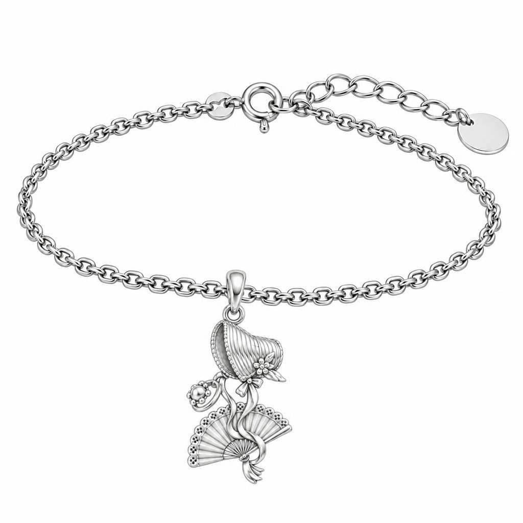 Regency Sunday Bonnet Charm Bracelet Set – silver, front view