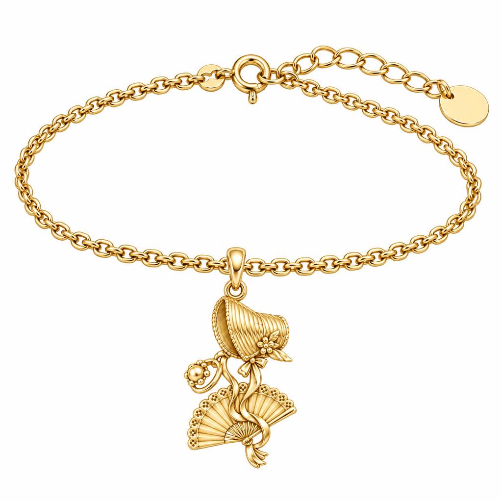 Regency Sunday Bonnet Charm Bracelet Set – 18K gold, front view