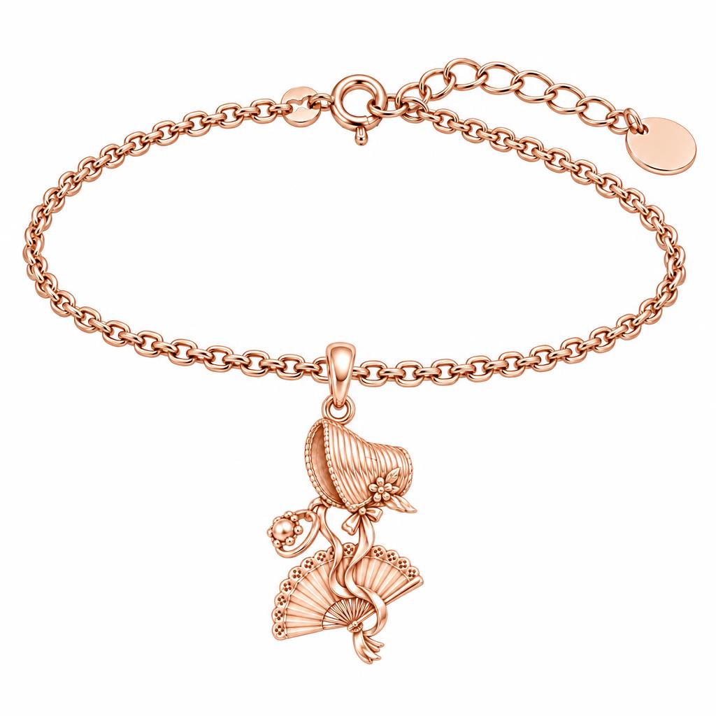 Regency Sunday Bonnet Charm Bracelet Set – rose gold, front view