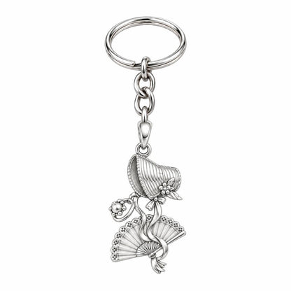 Regency Sunday Bonnet Charm Keychain – silver, front view