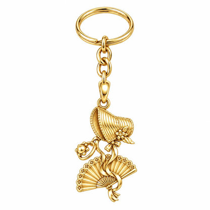 Regency Sunday Bonnet Charm Keychain – 18K gold, front view