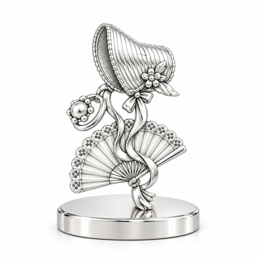 Regency Sunday Bonnet Keepsake Plaque – silver, front view