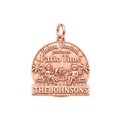 Relaxed Patio Time Charm Bracelet – Personalized Couple Gift – rose gold 3 cm charm, front view