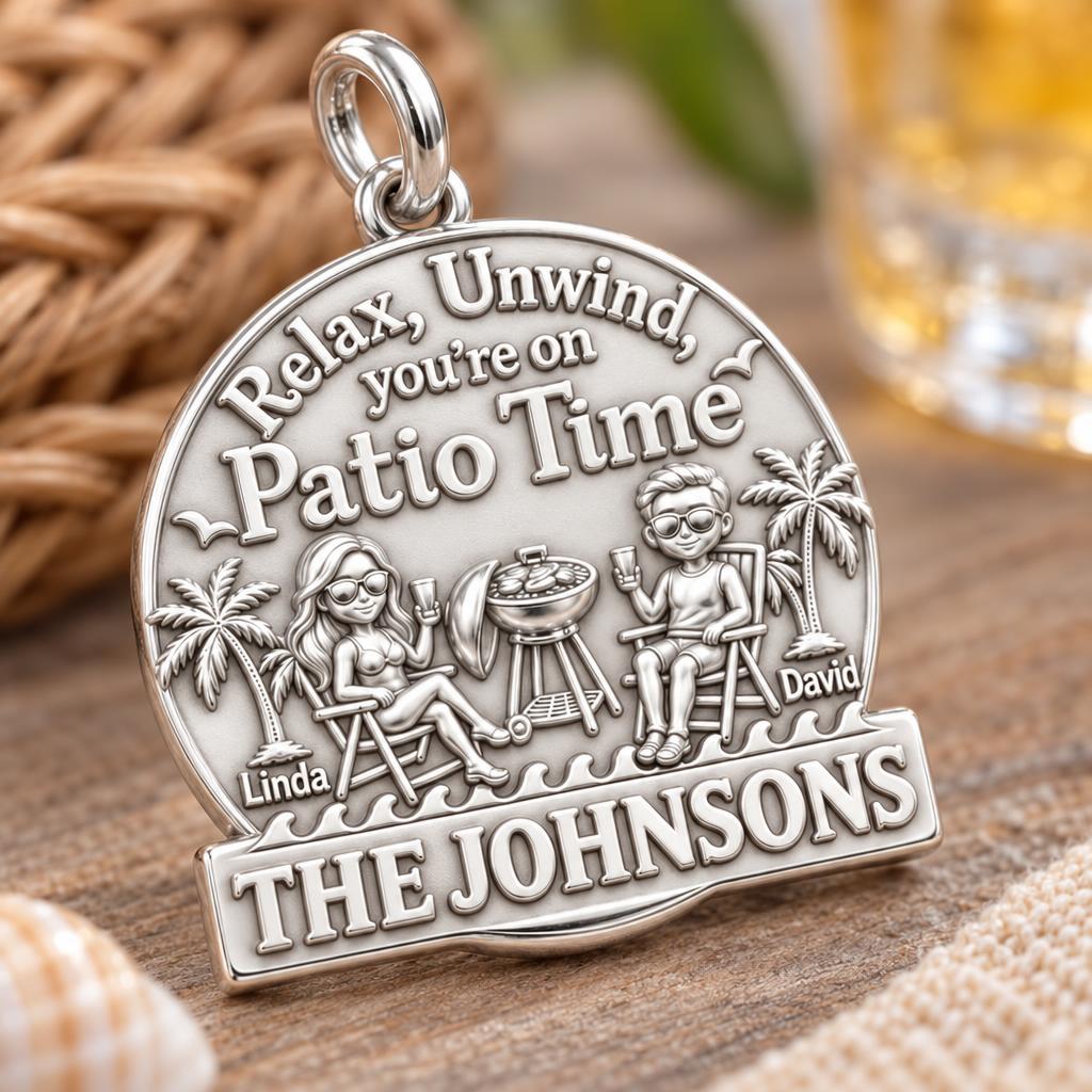 Relaxed Patio Time Charm Bracelet – Personalized Couple Gift – macro detail of the charm