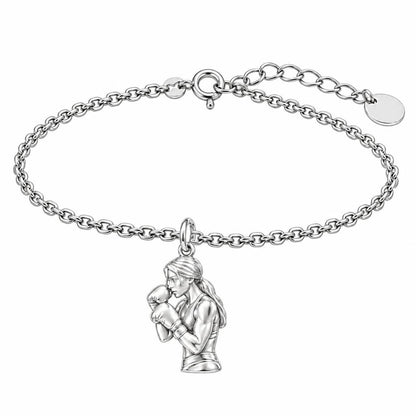 Resilient Female Boxer Charm Bracelet Set – silver, front view