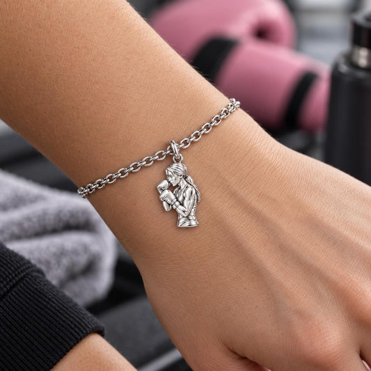 Resilient Female Boxer Charm Bracelet Set – worn / in use