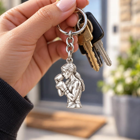 Resilient Female Boxer Charm Keychain – worn / in use