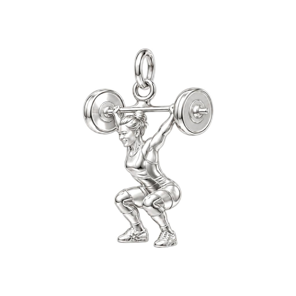 Resilient Lifter Strength Charm Bracelet – Personalized Athlete Gift – silver charm, front view