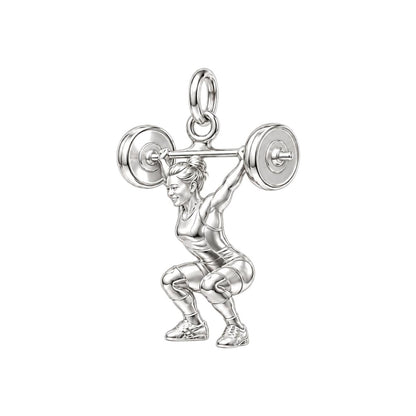 Resilient Lifter Strength Charm Bracelet – Personalized Athlete Gift – silver charm, front view