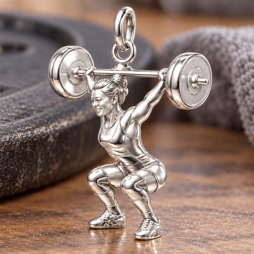 Resilient Lifter Strength Charm Bracelet – Personalized Athlete Gift – macro detail of the charm