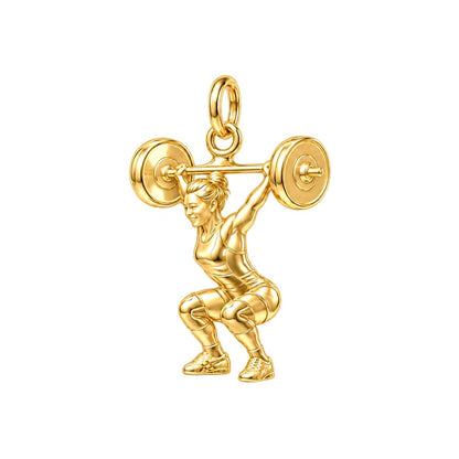 Resilient Lifter Strength Charm Bracelet – Personalized Athlete Gift – 18K gold charm, front view