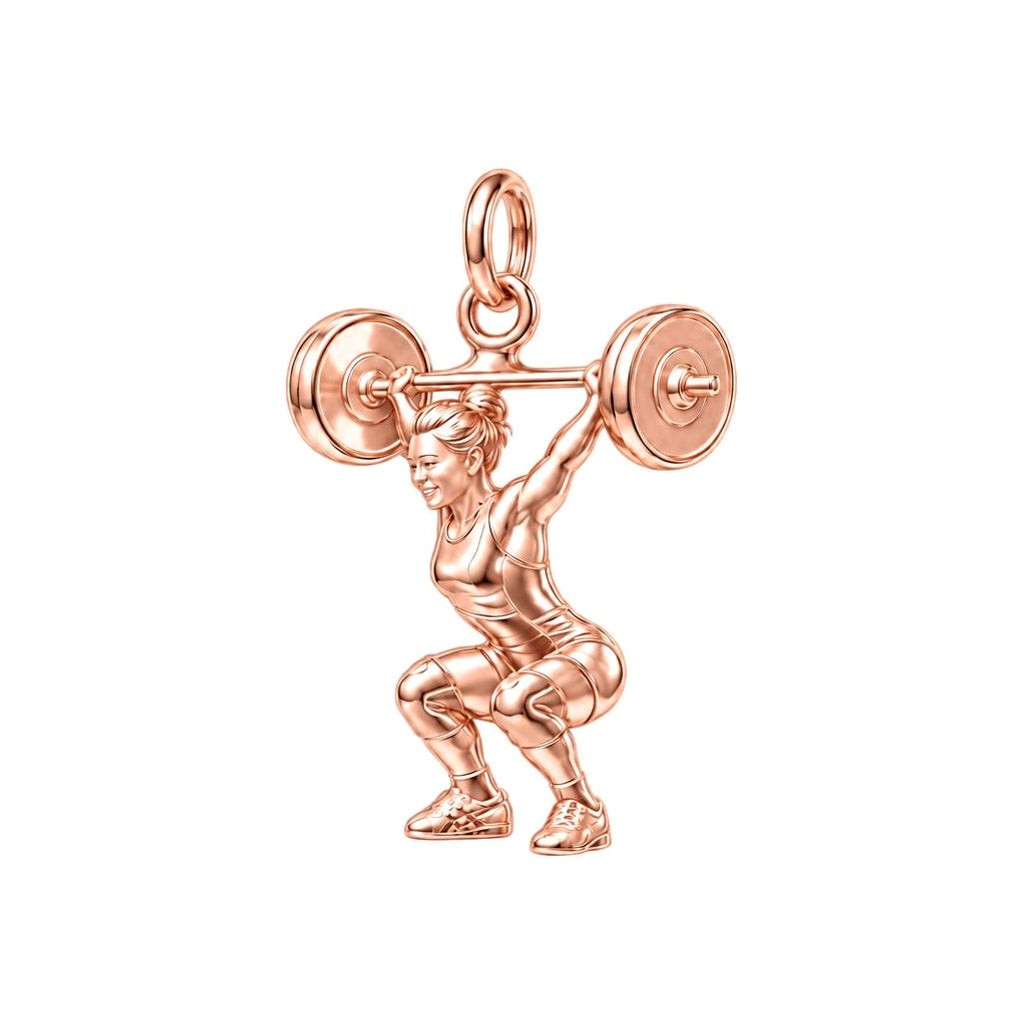 Resilient Lifter Strength Charm Bracelet – Personalized Athlete Gift – rose gold charm, front view