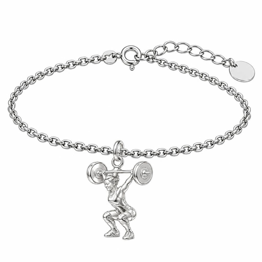 Resilient Lifter Strength Charm Bracelet Set – silver, front view
