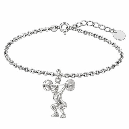 Resilient Lifter Strength Charm Bracelet Set – silver, front view
