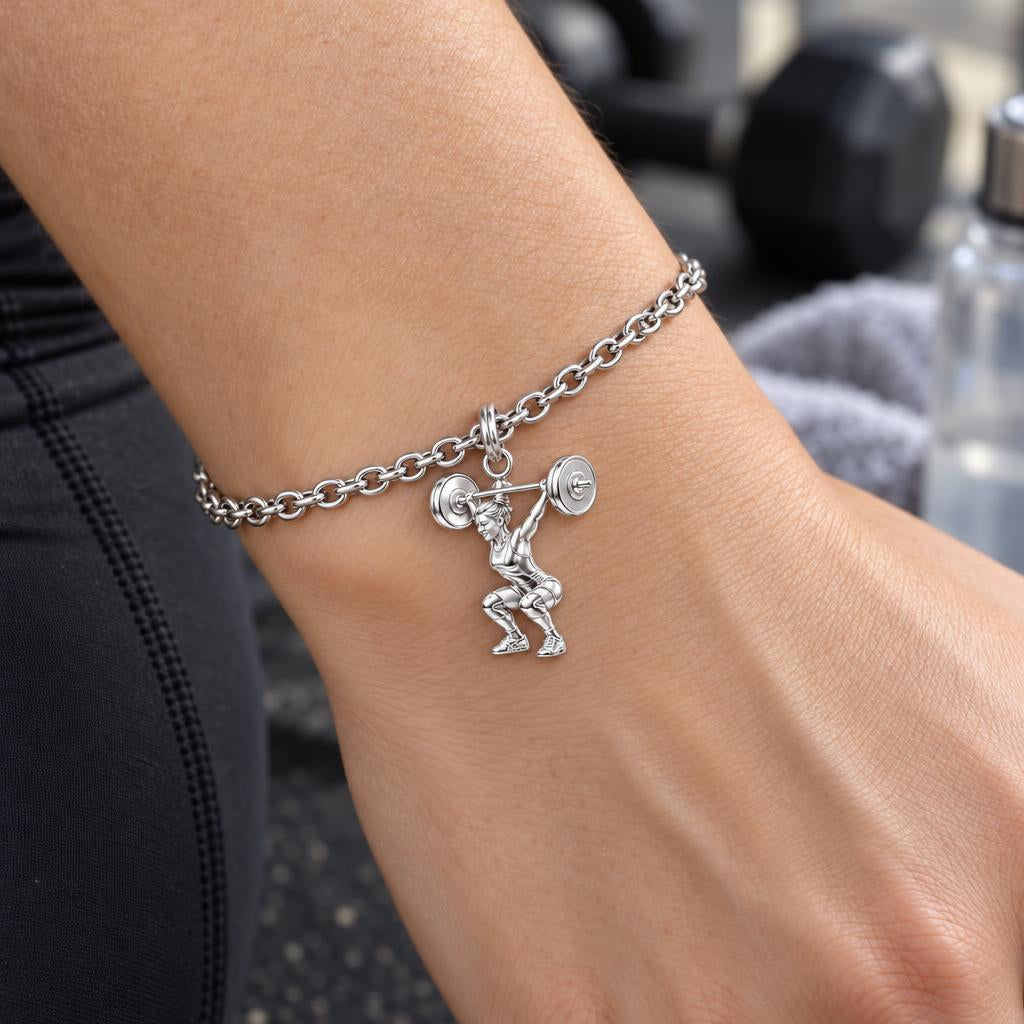 Resilient Lifter Strength Charm Bracelet Set – worn / in use